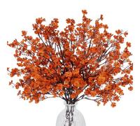 NAHUAA 6 Pcs Babys Breath Artificial Flowers Fall Orange Gypsophila Bouquets Bulk Real Touch Fake Silk Flowers for Home DIY Floral Arrangement Wedding Table Centerpiece Autumn Decorations