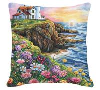 NAHUIGOOD 11Ct Pillow Stamped Cross Stitch Kits Sea View 45X45Cm Needlepoint Printed Tapestry Canvas