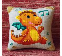 NAHUIGOOD 11Ct Pre Printed Cross Stitch Kits Cute Little Dragon 45X45Cm Embroidery Cushion Kit for Creative Home Decor