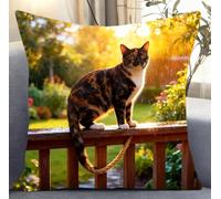 NAHUIGOOD 11Ct Pre Printed Cross Stitch Kits Park Kitten 45X45Cm Embroidery Cushion Kit for Creative Home Decor