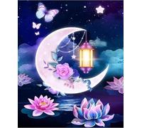 NAHUIGOOD Cross Stitch Kits 11 Count Stamped,Moon Lantern 11CT40x50cm,Embroidery Kit with Accessories Pre Printed DIY Pre-Printed Canvas Art Home Decoration