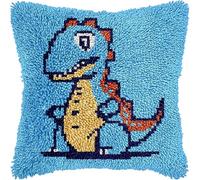 NAHUIGOOD Latch Hook Cushion Kits for Adults,Latch Hook Pillow Case Kits Embroidery Kits DIY Needlework Pillow Cover Sofa Cushion Rug Making Kits, DIY Craft Kits Little Dinosaur 43X43Cm