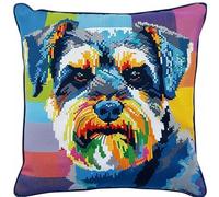 NAHUIGOOD Pre-Printed Embroidery Kit Colorful Dog 45X45Cm DIY Embroidery with Printed Pillow Pre-Printed Cross-Stitch Embroidery Cushion Cover
