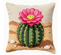 NAHUIGOOD Stamped Cross Stitch Kit,Cactus 45X45Cm DIY Embroidery Cushion,Tapestry Pillow Kit for Living Room Sewing Supplies Adults Beginners Gift