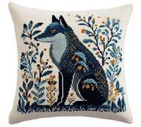NAHUIGOOD Stamped Cross Stitch Kit,Cartoon Fox 45X45Cm DIY Embroidery Cushion,Tapestry Pillow Kit for Living Room Sewing Supplies Adults Beginners Gift