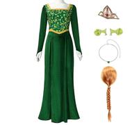 Nahzsai Fiona Costume Dress Princess Fiona Cosplay Maxi Dress Fancy Green Velvet Halloween Gown for Women 3XL