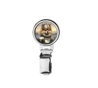 nai105 Pomeranian Battle Armor Printed Image with a Transparent Rubber Dome Cover on Dog Show Ring Clip with id Card Holder