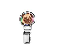 nai123 Dapper Pug Printed Image with a Transparent Rubber Dome Cover on Dog Show Ring Clip with id Card Holder
