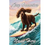 nai46 cocker spaniel surfing Birthday card Father's Mother's Retirement Any Occasion Celebration and Name