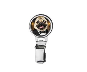 nai55 Pug Dog Tuxedo Prom Date Printed Image with a Transparent Rubber Dome Cover on Dog Show Ring Clip with id Card Holder