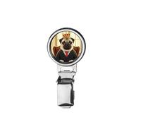 nai65 Pug Dog King Leader Ruler Printed Image with a Transparent Rubber Dome Cover on Dog Show Ring Clip with id Card Holder