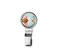 nai98 Cockapoo Maltese Pamper Day Printed Image with a Transparent Rubber Dome Cover on Dog Show Ring Clip with id Card Holder