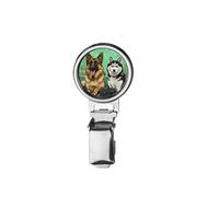 nai99 Husky Alsatian Gamers Printed Image with a Transparent Rubber Dome Cover on Dog Show Ring Clip with id Card Holder