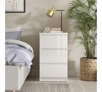 Naia Bedside Cabinet - 3 Drawer - White Gloss