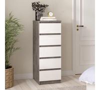 Naia Chest - 5 Drawer - Narrow - Grey Concrete