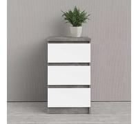 Naia Concrete 3 Drawer Bedside White