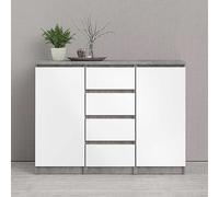 Naia Concrete 4 Drawers 2 Doors Sideboard White