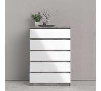 Naia Concrete Chest of 5 Drawers White