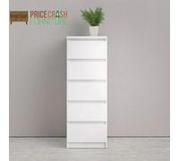 Indoor Furniture Group Furniture To Go Naia Narrow Chest Of 5 Drawers In White High Gloss, White