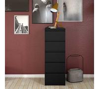 Naia Narrow Chest of 5 Drawers Black