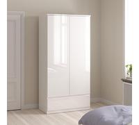 Naia Wardrobe - 2 Door - 1 Drawer - White Gloss
