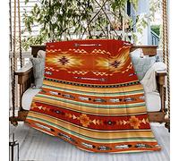 Naiagiri Terracotta Southwest Blanket Gift for Boys Girls, Boho Throw Blanket Gifts for Adults Decor Stripe Plush Soft Lightweight Flannel Fleece Brown Blankets for Sofa Bed Couch 120x90In