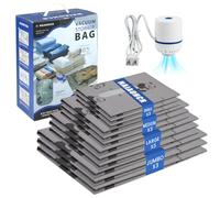 NAIAOHCR 12Pack Oxford Vacuum Storage Bags with Electric Pump & See-Through Window (3 Jumbo/3 Large/3 Medium/3 Small), Reusable Space Saver Vacuum Seal Bags for Travel, Clothing, Comforters