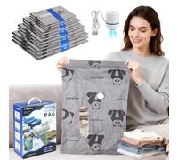 NAIAOHCR 12Pack Oxford Vacuum Storage Bags with Electric Pump & See-Through Window (3 Jumbo/3 Large/3 Medium/3 Small), Reusable Space Saver Vacuum Seal Bags for Travel, Clothing, Comforters