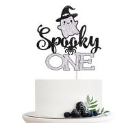 Naicaek 1 Pc The Spooky One Cake Topper,Halloween Spooky little Boo Glitter 1st Birthday Cake Topper for Halloween Kids Birthday Party Supplies