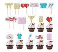 Naicaek 24 PCS Nurse Cupcake Toppers School Graduation Cupcake Picks for Medical Rn Nurse Grad Themed Decorations，Happy Nurse Week Nursing Themed Birthday Party Decoration Supplies