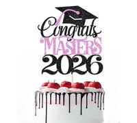 Naicaek Congrats Masters 2026 Cake Topper,Congrats Master Grad Decor,Congrats Grad,Class of 2026 Master Degree Graduation Party Decoration Supplies Black Purple