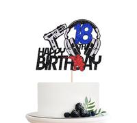 Naicaek Gun Cake Topper Pick for Boys Girls Happy 18th Birthday Dart Bullet War Theme Party Decorations,Gun Shooting Theme Enthusiast Birthday Party Supplies for Cheer to 18 Years Old