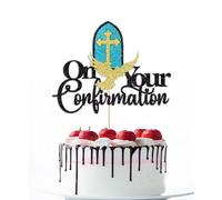 Naicaek On Your Confirmation Cake Topper, Glitter First Holy Confirmation Decorations Engagement Wedding Bachelorette Party Bridal Shower Marriage Anniversary Party Supplies