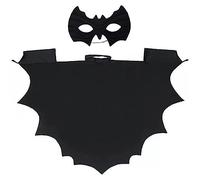 Naichuo Kids Children Bat Wings Costume Cosplay Dress Up Accessories, Vampire Wings Black Wing Cloak Cape with Mask(Length 31'', 8-9 Years)