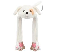 Naichuo Plush Animal Hat with Moving Jumping Ears Pop Up Beating Hat Movable Dancing Cap for Kids Adult(Puppy)