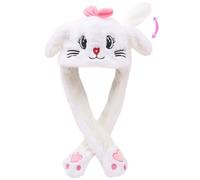 Naichuo Plush Animal Hat with Moving Jumping Ears Pop Up Beating Hat Movable Dancing Cap for Kids Adult(Cat)