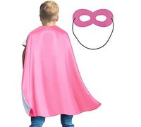 Naichuo Superhero Capes Cloak with Mask, Kids Children Boys Girls Double Side Dress Up Costumes for Halloween Christmas(Pink/Grey)