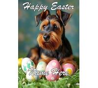 naiec2 Airedale Terrier Dog personalised Happy Easter Greeting Card Mummy Daddy Nan Aunt Uncle