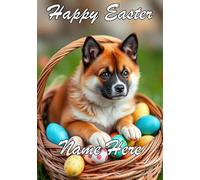 naiec3 Akita Dog personalised Happy Easter Greeting Card Mummy Daddy Nan Aunt Uncle