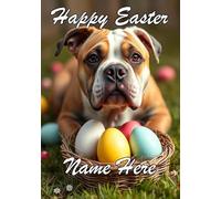naiec4 Pit Bull Puppy Dog personalised Happy Easter Greeting Card Mummy Daddy Nan Aunt Uncle