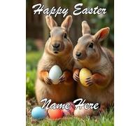 naiec6 Bunny Rabbits personalised Happy Easter Greeting Card Mummy Daddy Nan Aunt Uncle