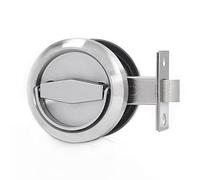 NAIERDI 304 Stainless Steel Keyless Pocket Door Lock, Corridor Sliding Door Lock, Hidden Recessed Cup Install, Door Handles, Brushed Silver