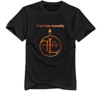 NAIFEN Men's Black Front Line Assembly Logo T Shirt Unisex 100% Cotton Short-Sleeve T-Shirts Black XXXL