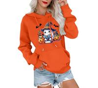 Naifuyoyo Halloween Ghost Hooded Sweatshirts for Women Fleece Spooky Season Sweatshirt Lightweight Halloween Ghost Reading Graphic Crewneck Long Seeve Tops Vermilion