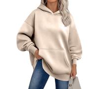 Naifuyoyo Womens Fashion Hoodies Oversized Sweatshirts Crewneck Long Sleeve Tunic Tops Casual Fleece Pullover Fall Fashion Clothes with Pocket Khaki