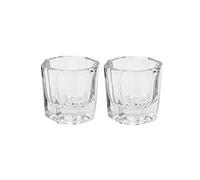 Nail Acrylic Liquid Cups 2pcs, Octagonal Glass Replacement Cups for Nail Powder and Polish, Crystal Clear Acrylic Container