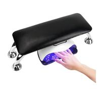 Nail Arm Rest Hand Pillow, Nail Arm Rest Multicolor Memory Foam PU Leather Stainless Steel Bracket Salon Manicurist(Black)