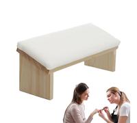 Nail Armrest Holder: PU Leather Wood Base, Sturdy Beveled Design, Cushion Support with Non-Slip Feet | Comfortable Palm Rest For Manicure Workbench Salon
