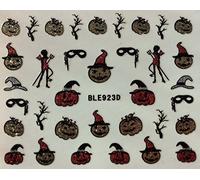 Nail Art 3D Glitter Stickers - Halloween (923 - Pumpkins, Devils, Hats)