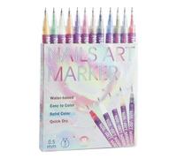 nail.art Brush - 5.51 Inches Drawing Pens | Dotting Liner Pen | 12-Piece Nail Paint Set for Detailed Manicure Design, for Women, Travel, Parties, or